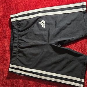 Adidas Kids Black Shorts with White Stripes